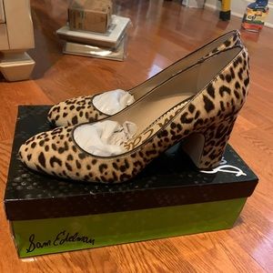 NWT Sam Edelman Junie Heels in Leopard - Size 10